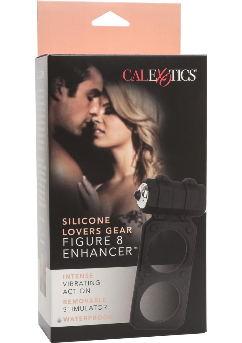 Silicone Lovers Gear Figure 8 Enhancer Vibrating Cock Ring - Black