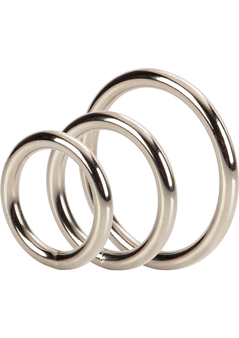 Silver Cock Rings - Metal/Silver - 3 Piece Set