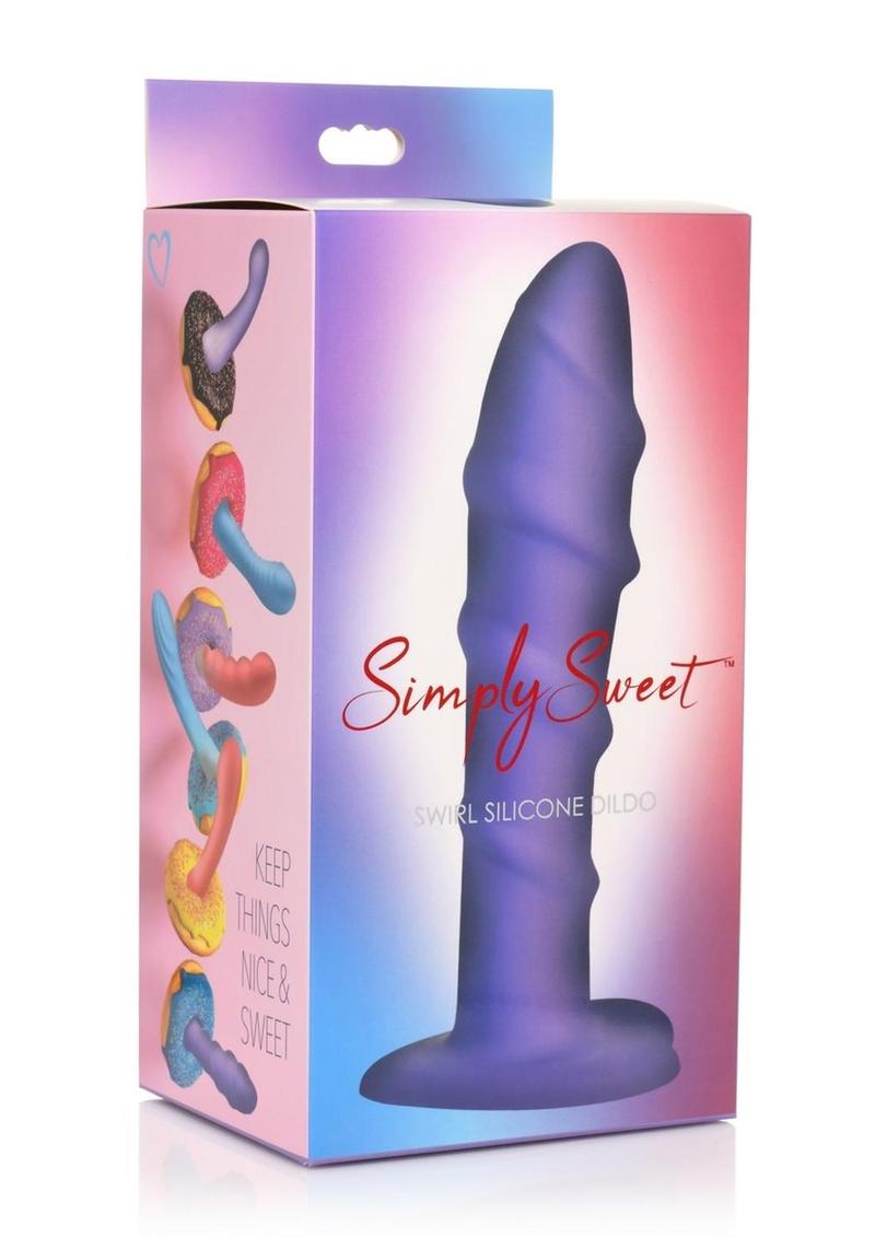 Simply Sweet Swirl Silicone Dildo - Purple