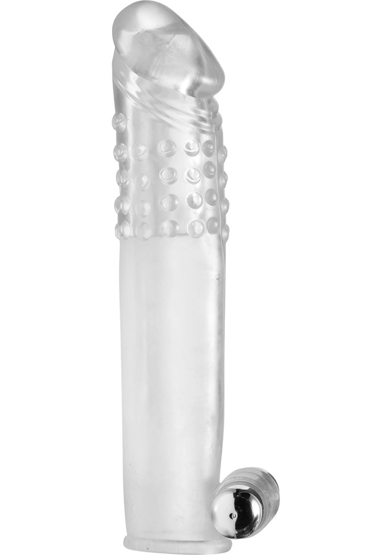 Size Matters Clear Sensations Penis Extender Vibro Sleeve with Bullet - Clear