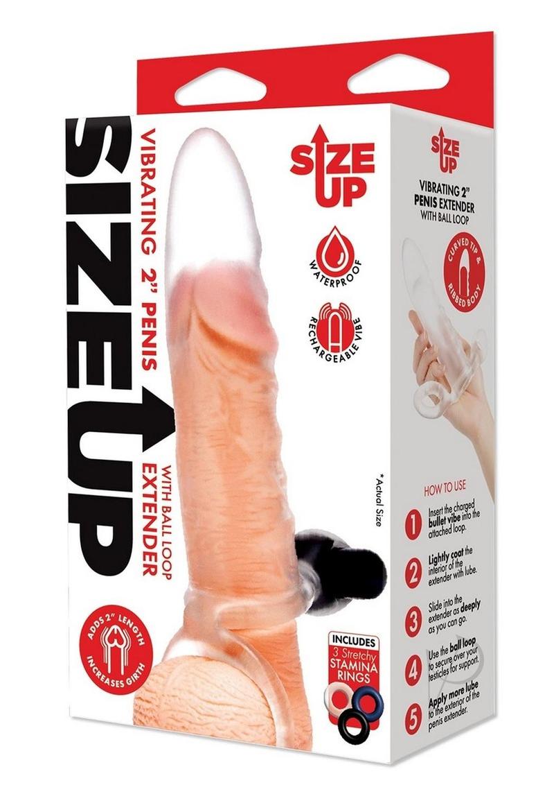 Size Up Clear View Vibrating Penis Extender - Clear - 2in