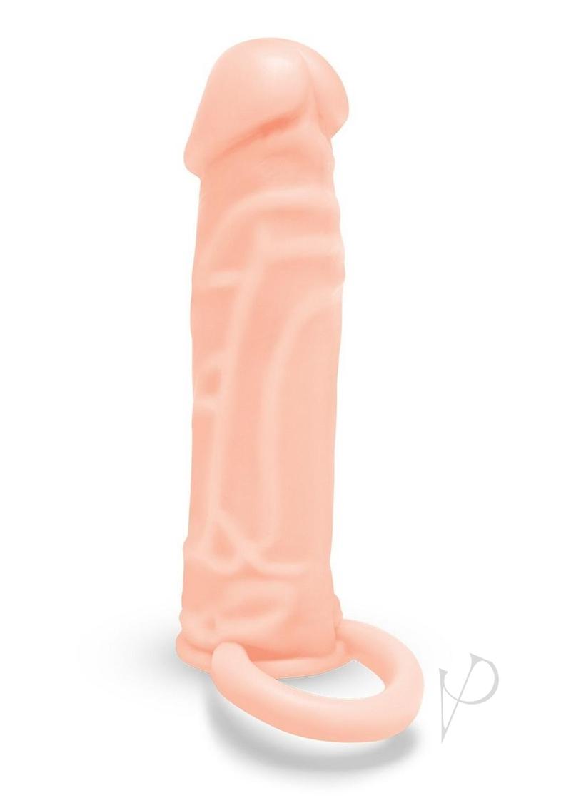 Size Up Silicone Realistic Penis Extender with Ball Loop - Vanilla - 1in