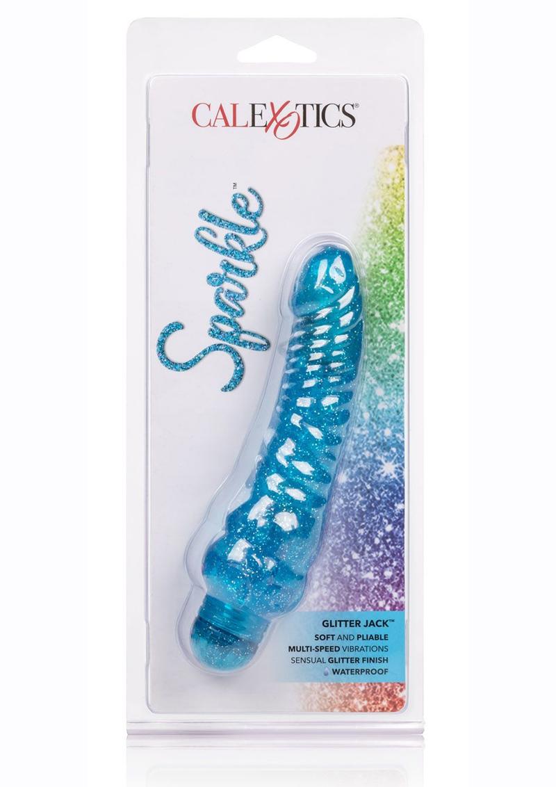 Sparkle Glitter Jack Vibrator Waterproof - Blue - 5.75in