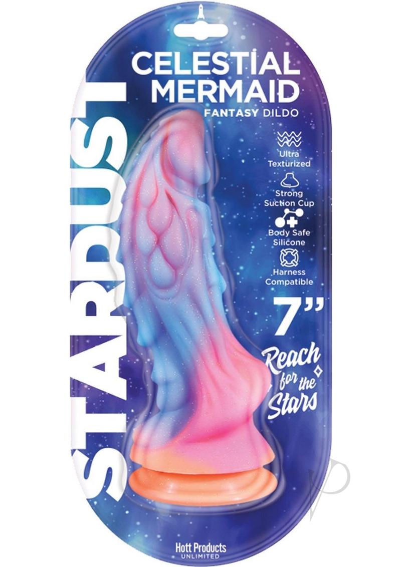 Stardust Cestial Mermaid Silicone Dildo with Suction Cup - Multicolor - 7in