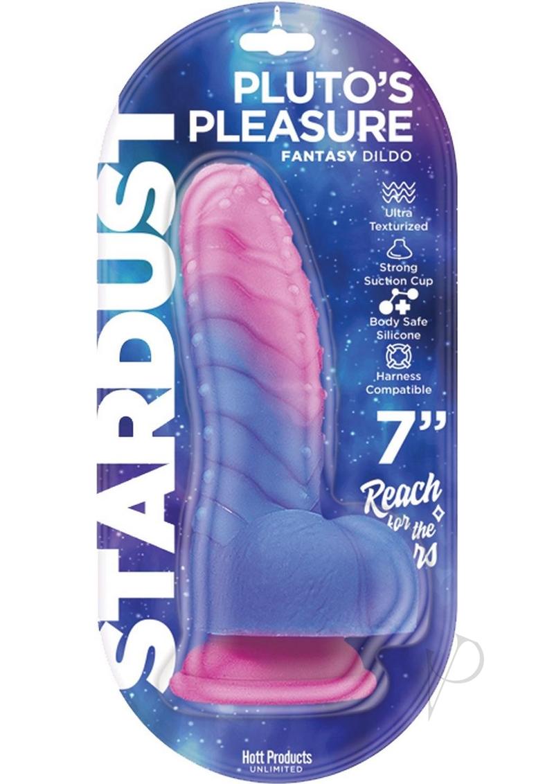 Stardust Pluto's Pleasure Silicone Dildo with Suction Cup - Pink/Purple - 7in