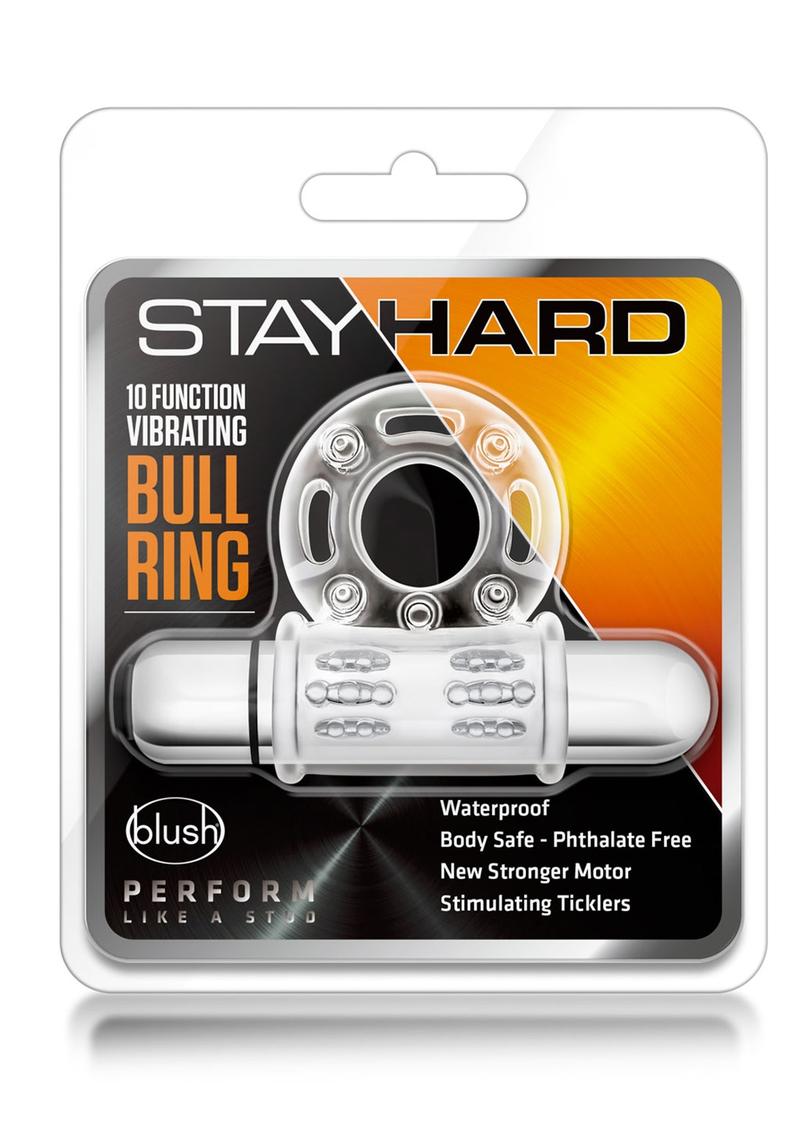 Stay Hard Vibrating Mega Bull Cock Ring - Clear