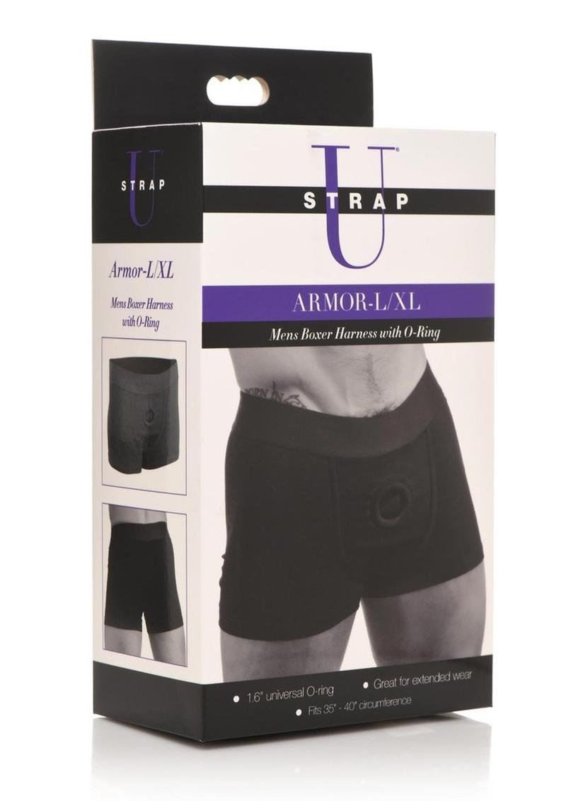 Strap U Armor Mens Boxer Harness with O-Ring - Black - Large/XLarge