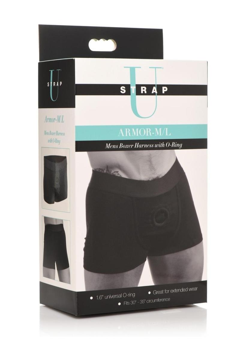 Strap U Armor Mens Boxer Harness with O-Ring - Black - Large/Medium