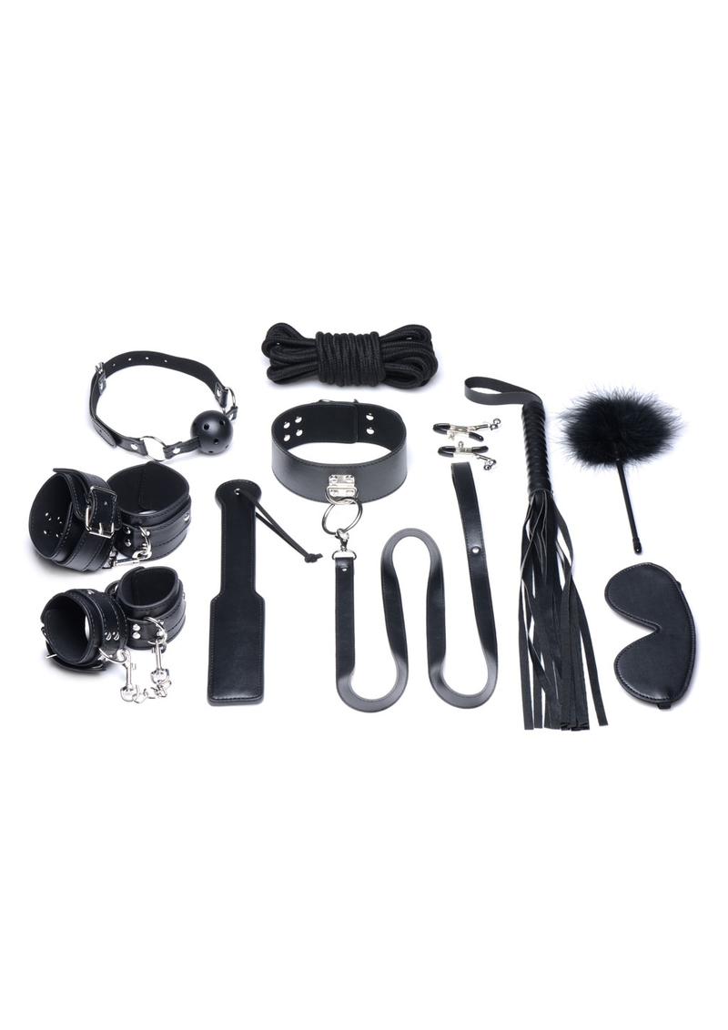 Strict Deluxe 10 Piece Bondage - Black - Set