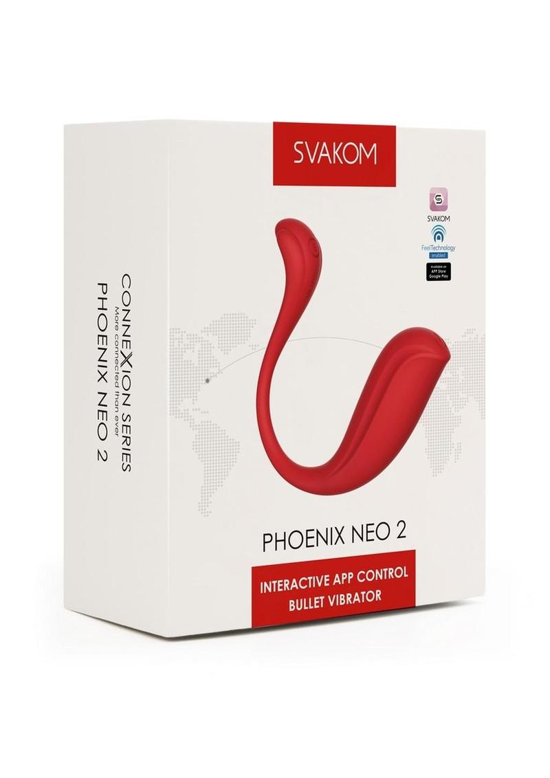 Svakom Phoenix Neo Interactive Rechargeable Silicone Vibrator with Remote Control - Red