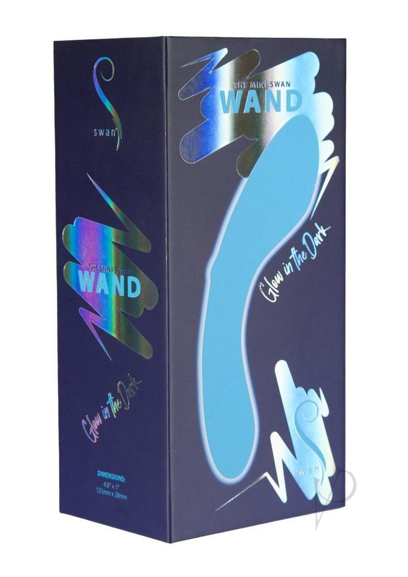 Swan Mini Swan Wand Rechargeable Silicone Glow In The Dark Massager - Blue/Glow In The Dark