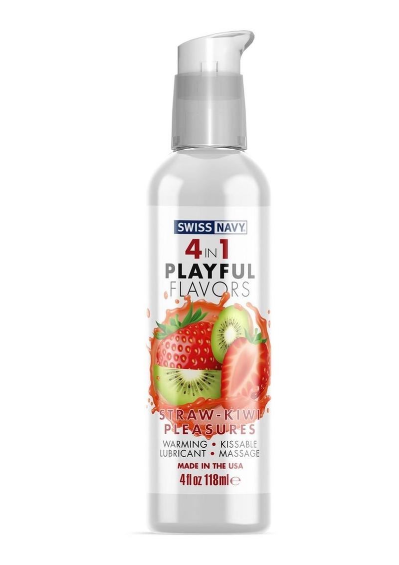 Swiss Navy 4 In 1 Flavored Lubricant 4oz - Strawberry/Kiwi Pleasure