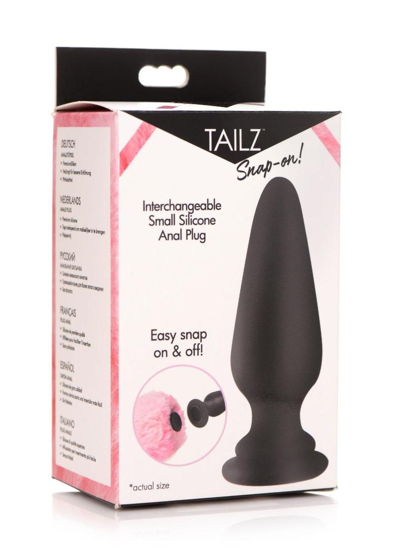 Tailz Snap-On Silicone Anal Plug - Black/Pink - Small