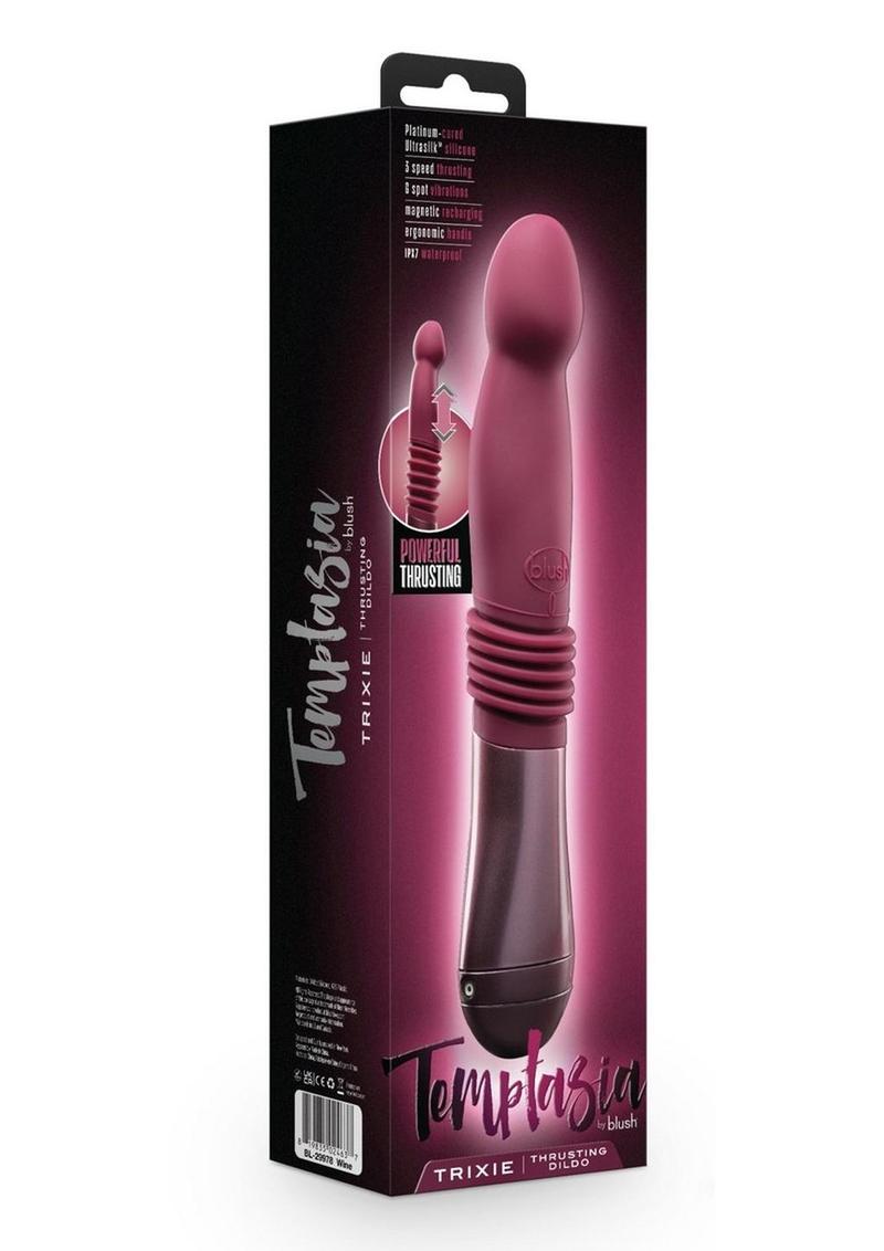 Temptasia Trixie Rechargeable Silicone Thrusting Dildo - Purple/Wine