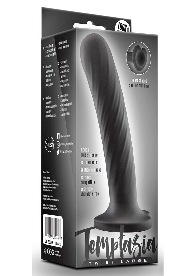 Temptasia Twist Silicone Dildo - Black - Large - 7in