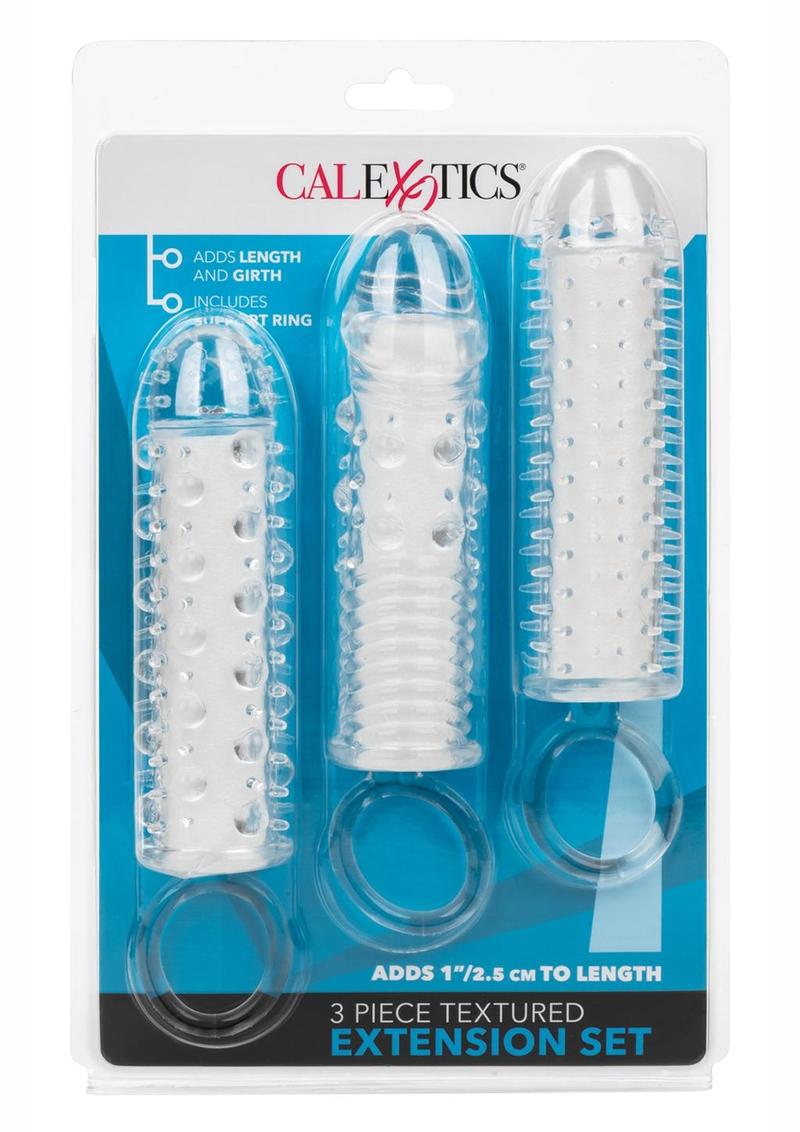 Textured Extension Set Penis Sleeves - Clear - 3 Piece