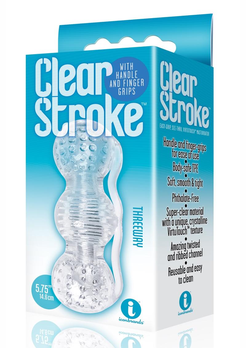 The 9's - Clear Stroke Threeway Masturbator - Clear - 5.75in