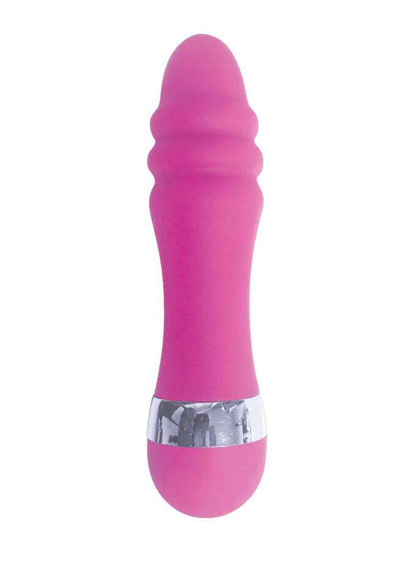 The 9's - Pinkies, Ridgy Silicone Mini Vibrator - Pink - 4.5in