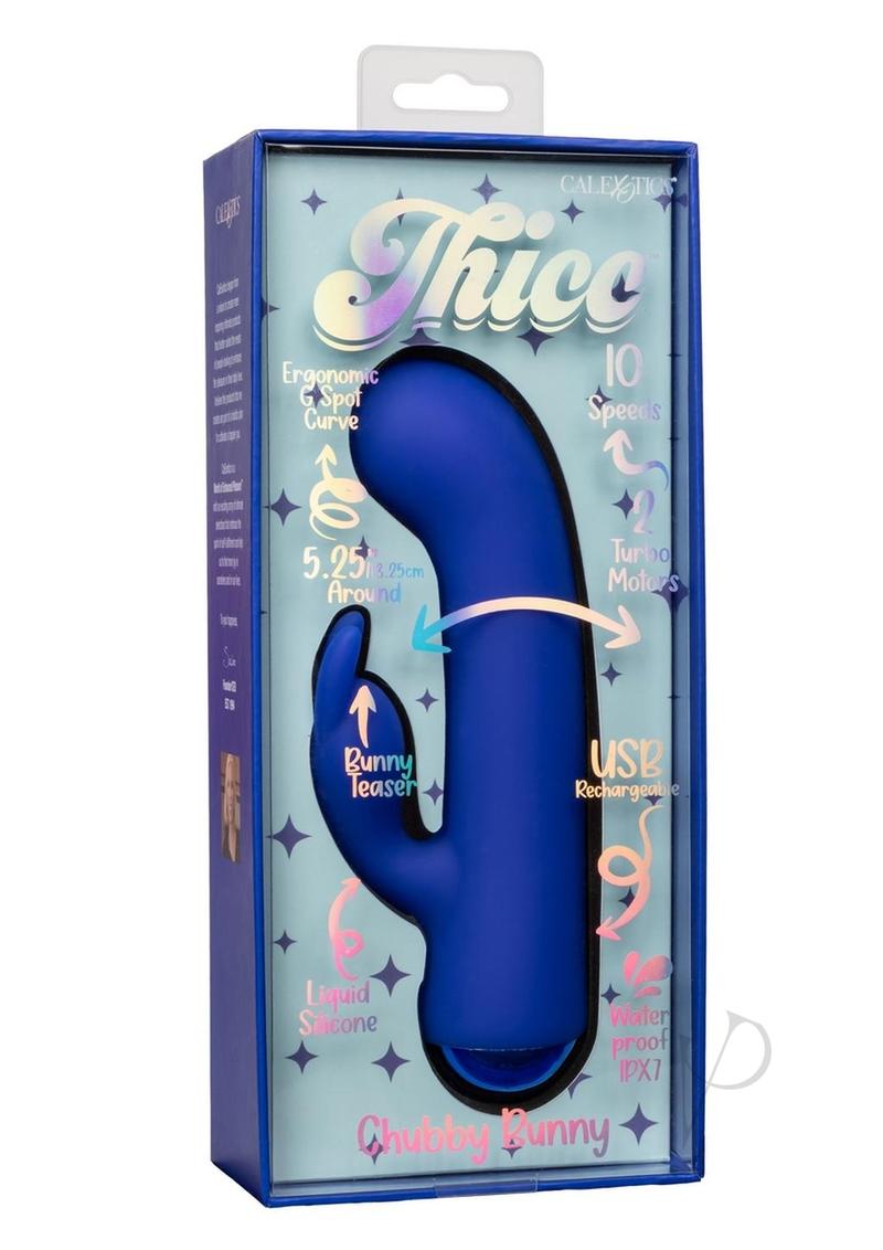 Thicc Chubby Bunny Rechargeable Silicone Rabbit Vibrator - Blue