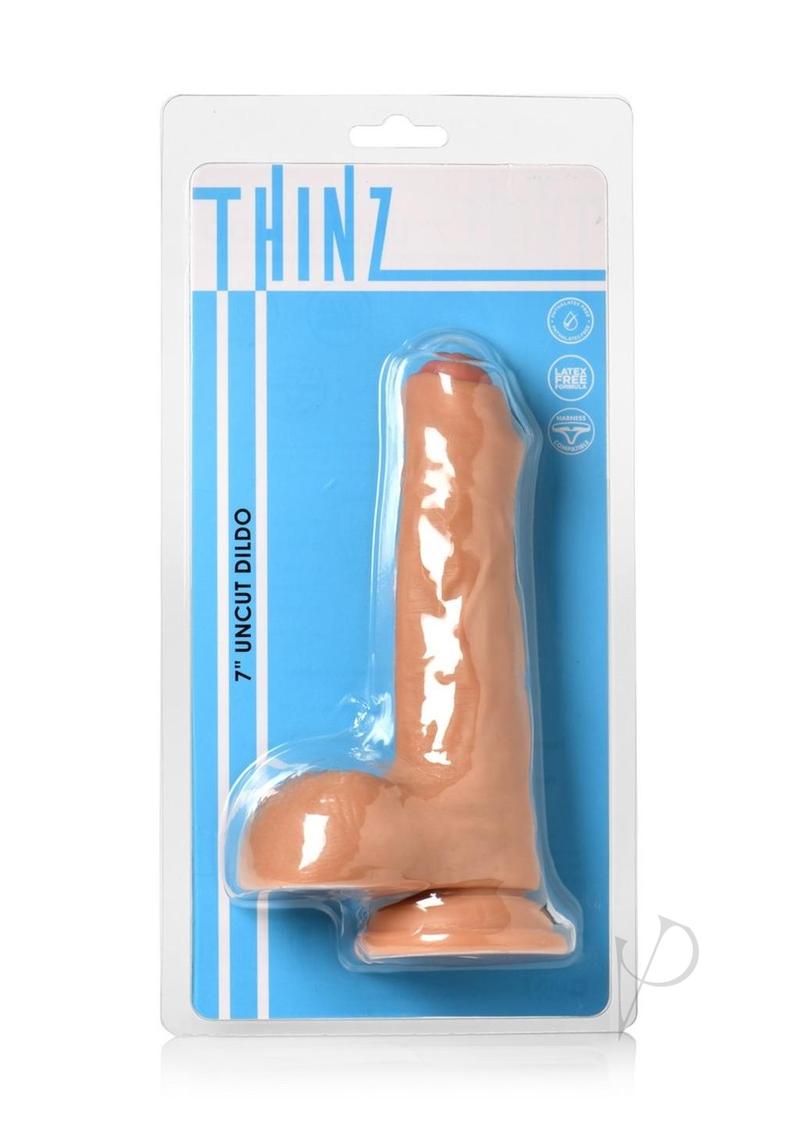 Thinz Uncut Dildo with Balls - Vanilla - 7in