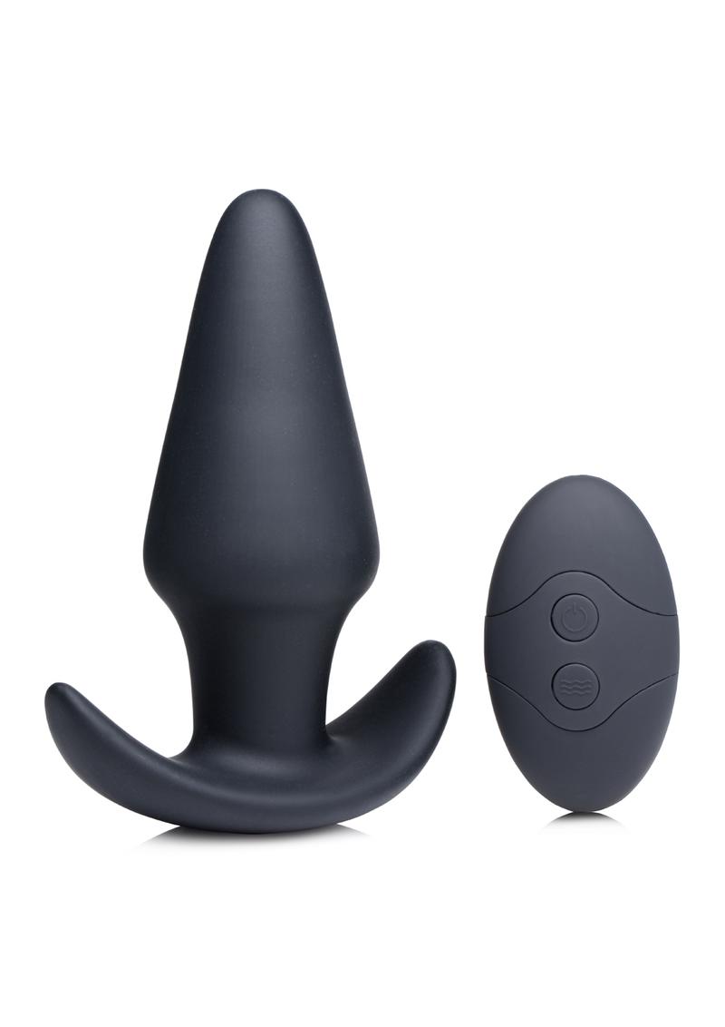 Thump-It Rechargeable Silicone Thumping Anal Plug with Remote Control - Black - Large