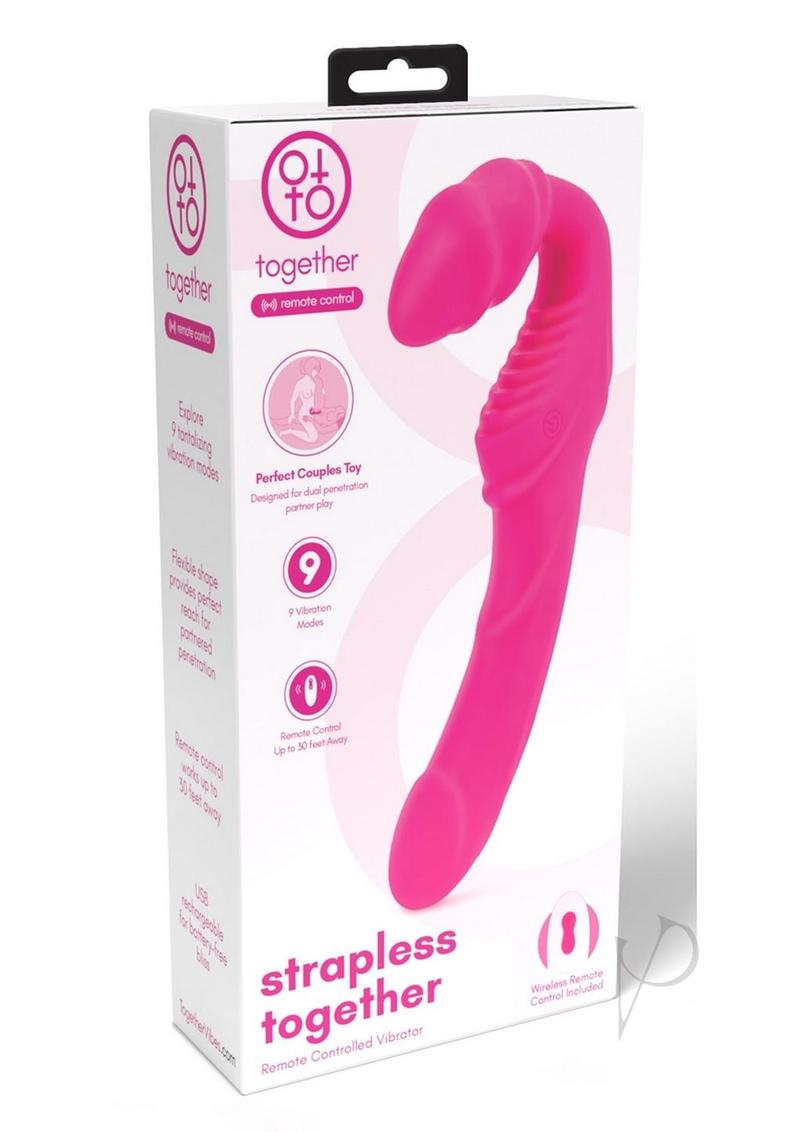 Together Toys Together Silicone Rechargeable Remote Control Strapless Strap-On Vibrator - Pink