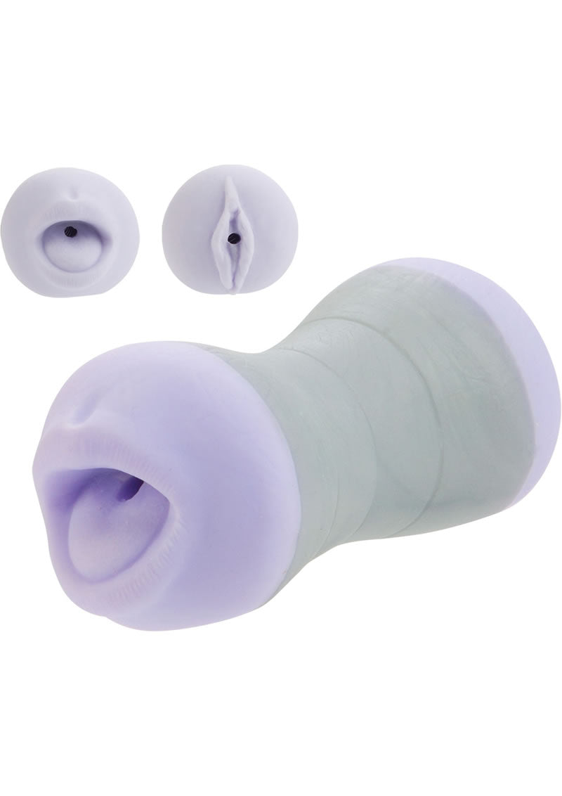 Travel Gripper Dual Density Stroker - Mouth and Pussy - Purple