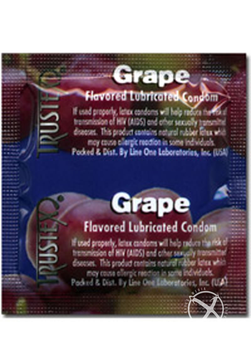 Trustex Lubricated Reservoir Tip Flavored Latex Condom Grape - 3 Per Box