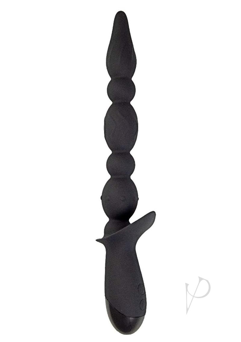 Vibrating Buttfuk Rechargeable Silicone Anal Wand - Black