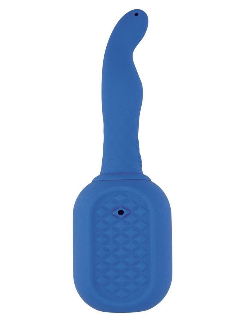 Vibrating Douche Rechargeable Silicone Anal Douche - Blue