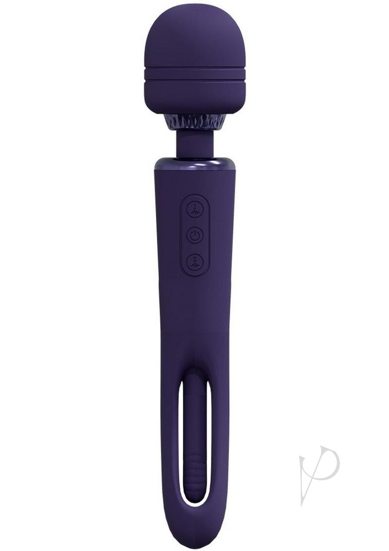 Vive Kiku Rechargeable Double Ended Wand with G-Spot Stimulator - Purple