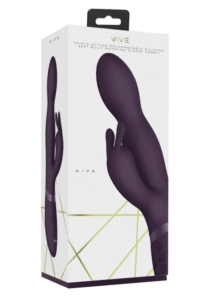 Vive Niva 360 Degrees Rechargeable Silicone Rotating G-Spot Rabbit Vibrator - Purple