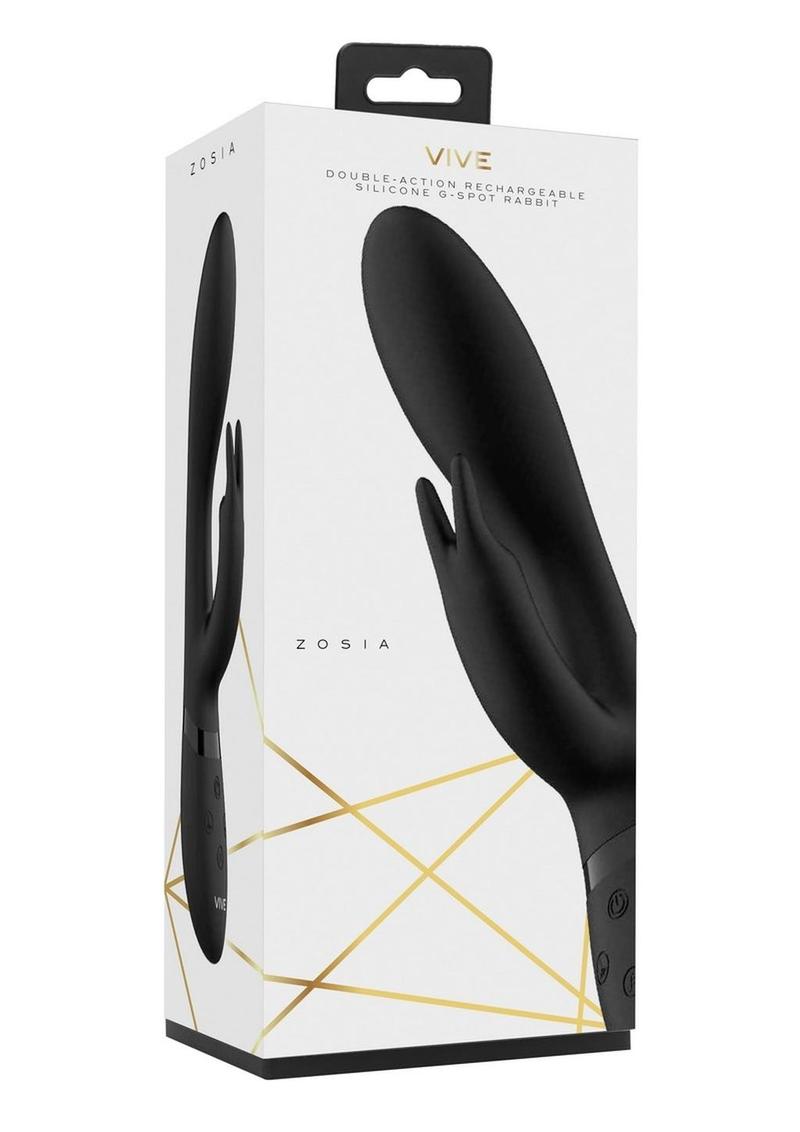 Vive Zosia Classic Rechargeable Silicone G-Spot Rabbit Vibrator - Black