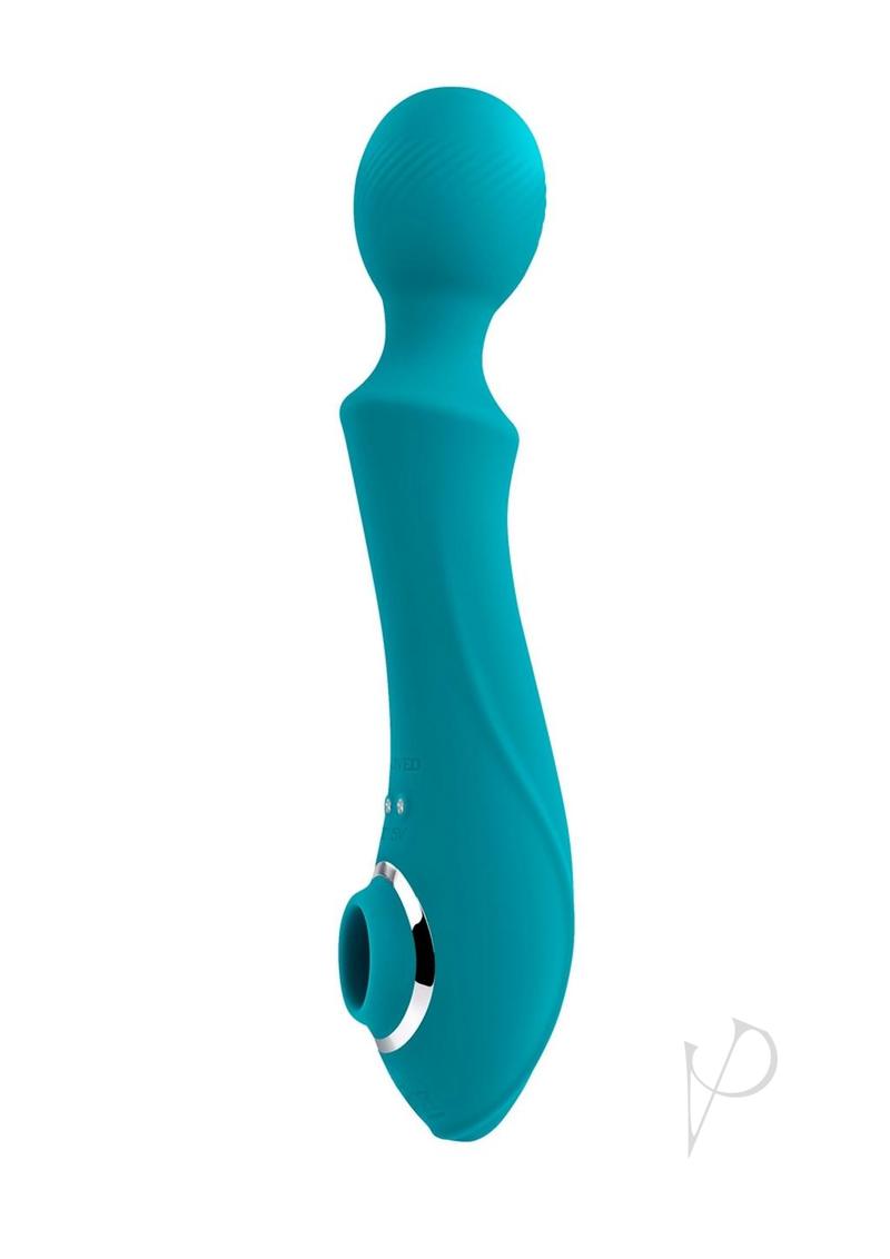 Wanderful Sucker Rechargeable Silicone Bodywand and Clitoral Stimulator - Teal