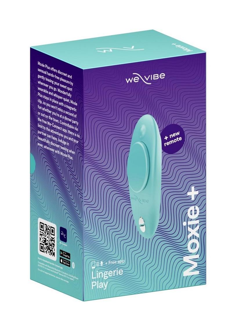 We-Vibe Moxie+ Wearable Rechargeable Silicone Panty Vibe Clitoral Stimulator with Remote - Aqua/Blue