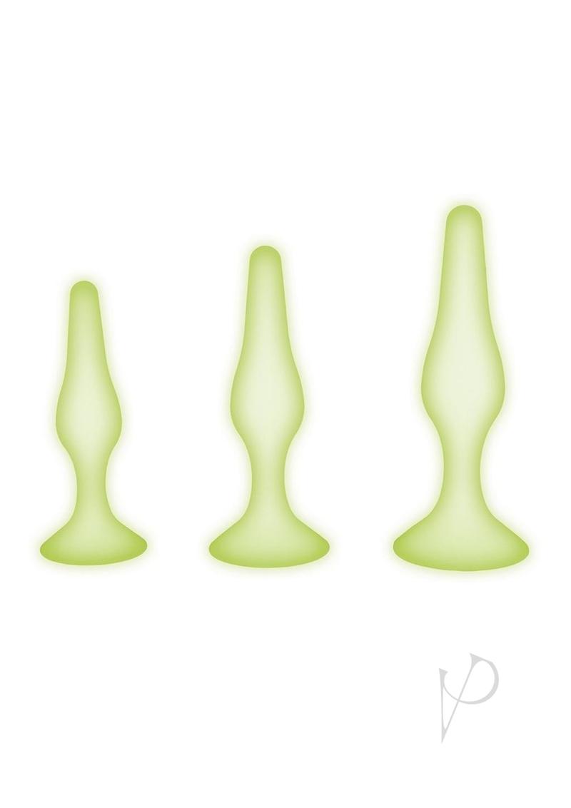 WhipSmart Glow In The Dark Silicone Anal Training Kit - Glow In The Dark/Green - 3 Piece