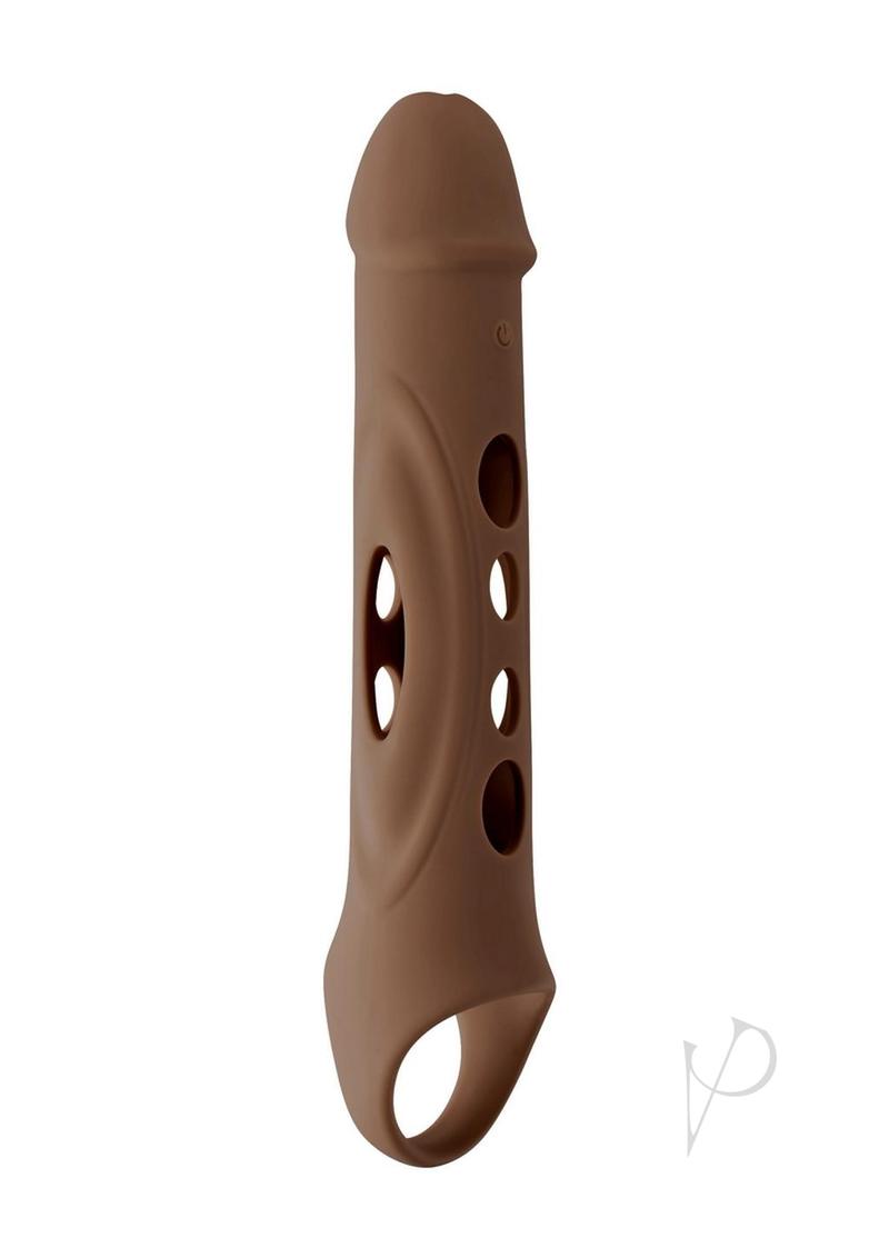 Zero Tolerance Big Boy Extender Rechargeable Silicone Penis Extension with Remote - Chocolate