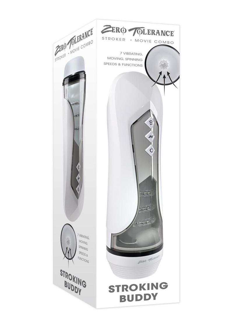 Zero Tolerance Stroking Buddy Rechargeable Thrusting Masturbator - White