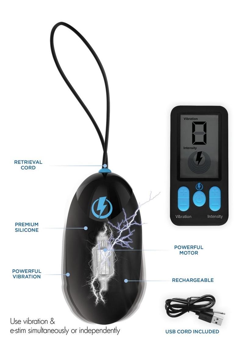 Zeus Vibrating and E-Stim Rechargeable Silicone Egg with Remote Control